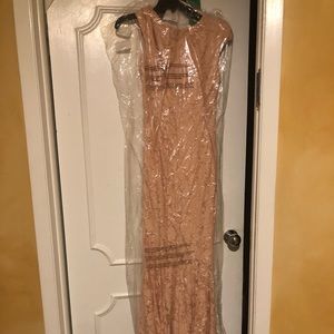 Blush Betsy & Adam Long Cap Sleeve Lace Gown 4
